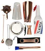 11 Piece Copper Cocktail Kit Tin on Glass - Bar Blades