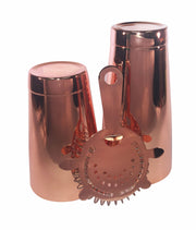 Copper Cocktail Set, 28oz tin, 18oz tin and a 4 Prong Strainer - Bar Blades